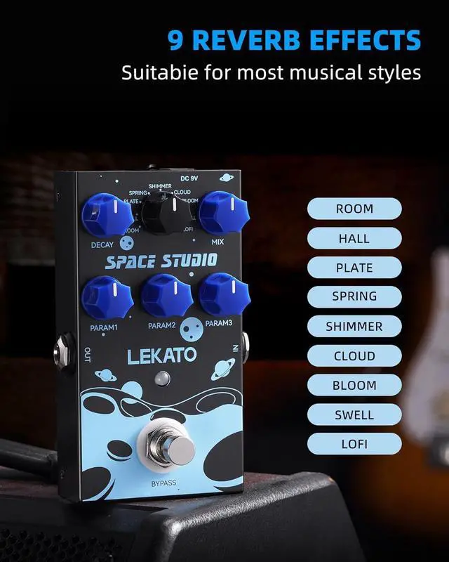 Alt view image 2 of 7 - Reverb Digital Guitar Effect Pedal, Reverb Innovation Unique Sound 9 Effects Universe Pedals with Bypass Pure Digital for Electric Guitar (EP-03)