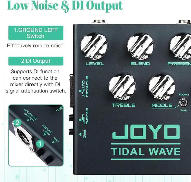 Alt view image 4 of 6 - Bass Guitar Pedals Preamp Overdrive Pedal with EQ and Noise Reduction DI Output for Pop Funk Metal Bassist Electric Guitar (TIDAL WAVE R-30)