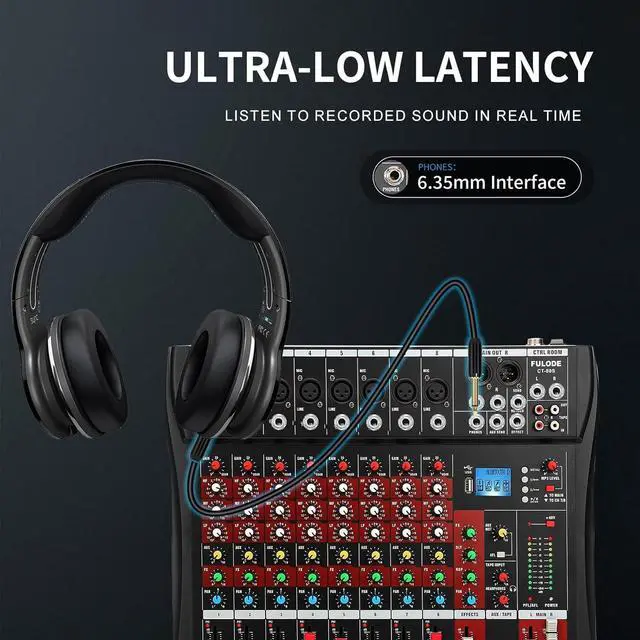 Alt view image 5 of 7 - Audio Mixer 8 Channel, CT-80S Professional Sound System Mixer Board DJ Mixing Console with Reverb MP3 Player Bluetooth 48V Phantom Power Supply USB Recording for Studio Karaoke Live Music