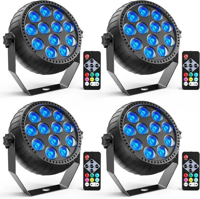Main image of Rechargeable Mini Par Lights, Wireless 12 RGB Battery Powered Stage Lights, Sound Activated Remote Control Par Can Uplights for Indoor Outdoor Events Wedding Party Church Club Stage Lighting (4 Pack)
