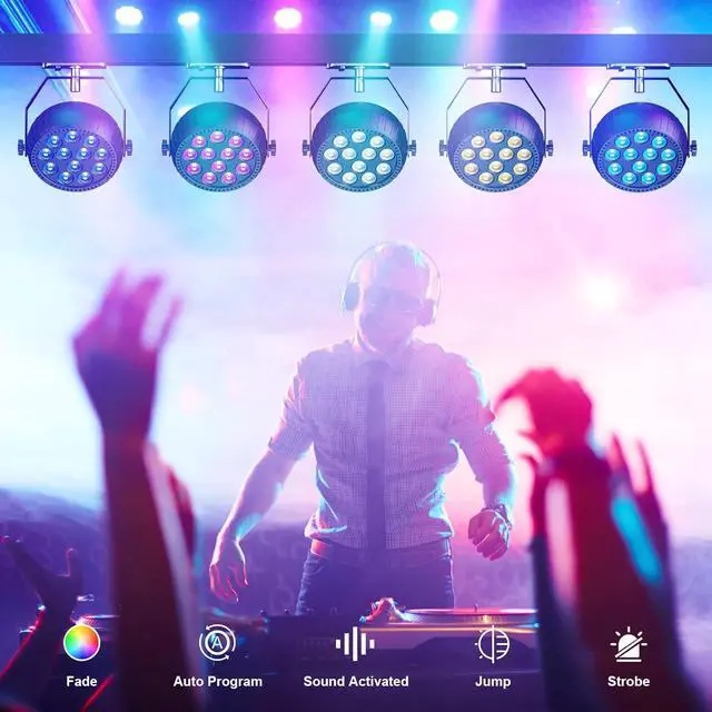 Alt view image 6 of 7 - Rechargeable Mini Par Lights, Wireless 12 RGB Battery Powered Stage Lights, Sound Activated Remote Control Par Can Uplights for Indoor Outdoor Events Wedding Party Church Club Stage Lighting (4 Pack)