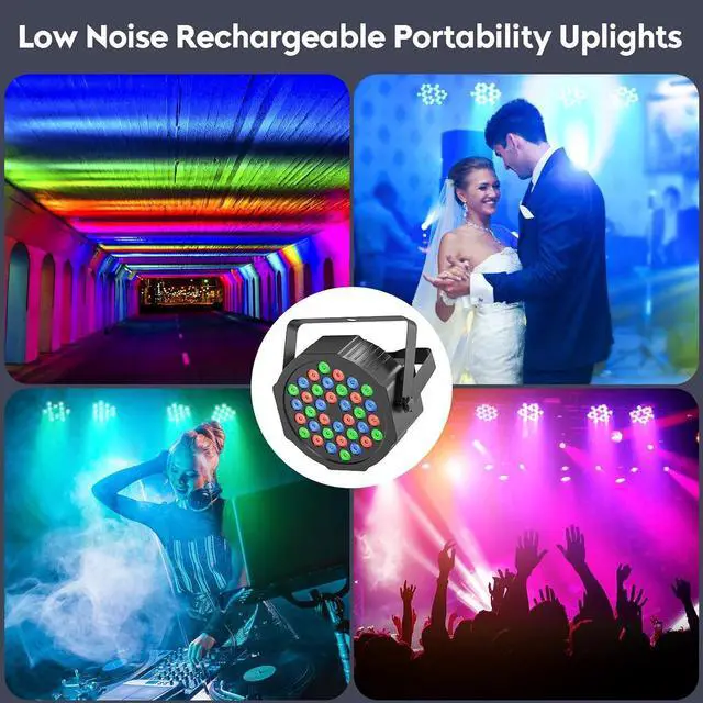 Alt view image 6 of 7 - 36 LED Par Light, 36W Rechargeable Stage Lights RGB DMX Remote Control Battery Powered Uplights for Events Wedding DJ Live Show Performance Party Church