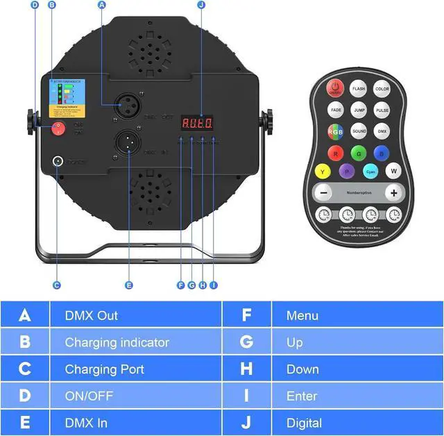 Alt view image 5 of 7 - 36 LED Par Light, 36W Rechargeable Stage Lights RGB DMX Remote Control Battery Powered Uplights for Events Wedding DJ Live Show Performance Party Church