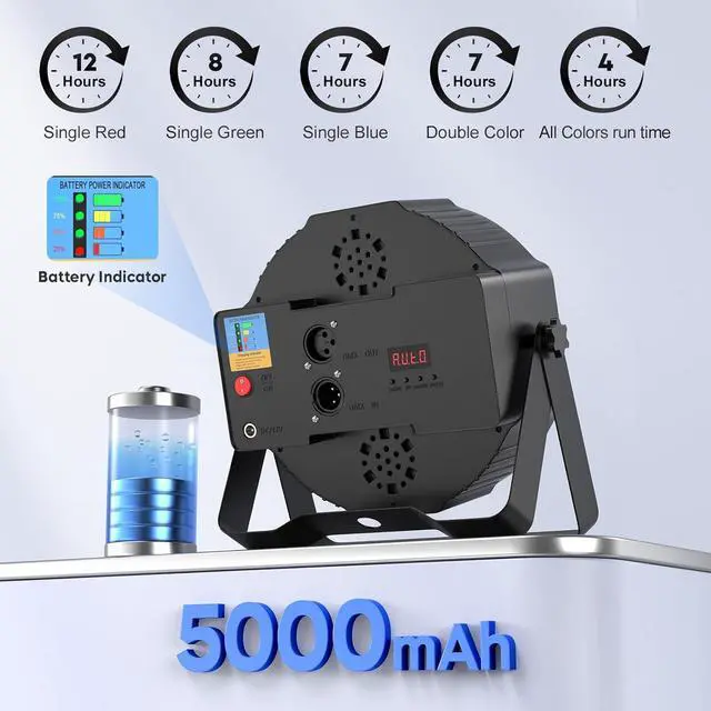 Alt view image 2 of 7 - Rechargeable Par Lights 36W RGB Battery Powered, Wireless LED Par Lights DJ Uplights Sound Activated& Remote Control for Wedding Events Club Party Church Stage Lighting, 1 Pack