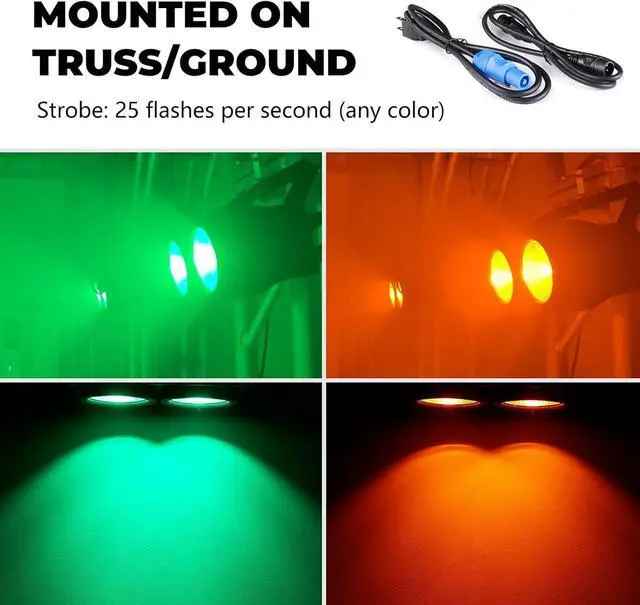 Alt view image 2 of 7 - COB Par Lights for Stage 2-Eyes LED Blinder Fresnel Flash Strobe Wash DJ Lights DMX Sound Activated 2x100W RGBWAuv 6-in-1 Audience Lighting for Church Party Disco