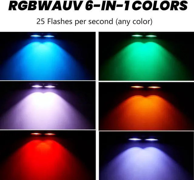 Alt view image 3 of 7 - COB Par Lights for Stage 2-Eyes LED Blinder Fresnel Flash Strobe Wash DJ Lights DMX Sound Activated 2x100W RGBWAuv 6-in-1 Audience Lighting for Church Party Disco