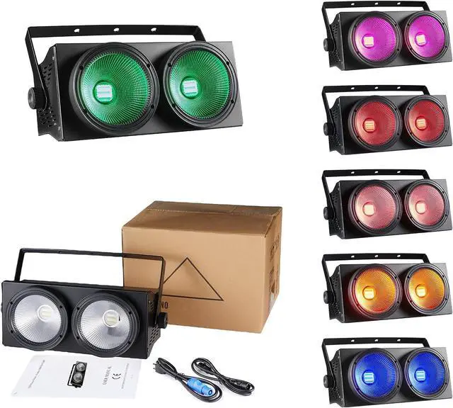 Alt view image 7 of 7 - COB Par Lights for Stage 2-Eyes LED Blinder Fresnel Flash Strobe Wash DJ Lights DMX Sound Activated 2x100W RGBWAuv 6-in-1 Audience Lighting for Church Party Disco