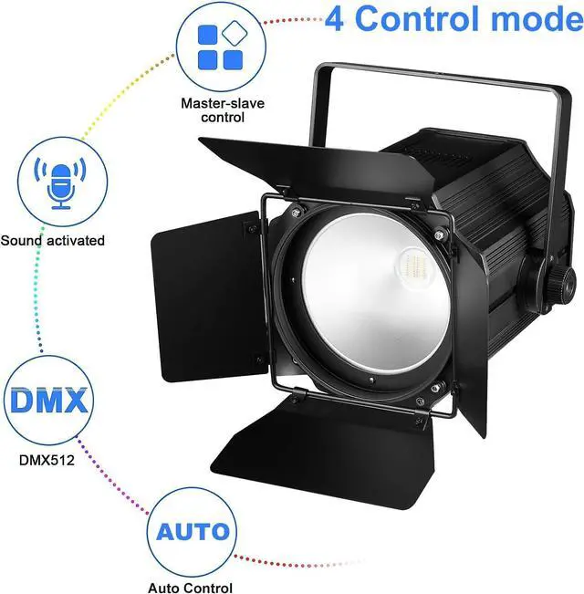 Alt view image 6 of 7 - 200W COB Stage Lights with Barn Doors, RGBWA 6in1 LED Par Light with DMX512 Master-Slave Fresnel DJ Spotlight for Events DJ Disco Festival Wedding Party Wedding KTV Christmas