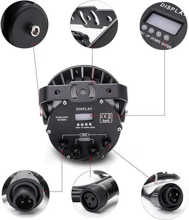 Alt view image 6 of 7 - Led Stage Par Lights, IP67 Waterproof Par Light with Remote Control Outdoor Uplights, RGBW Stage Par Can for Party Bar Dj Wedding Live Show Christmas Holiday Event (1 Pack)