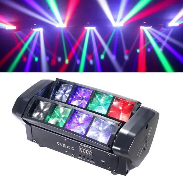 Main image of Mini Spider Moving Head Light 8x5W Beam LED Stage Lights RGBW Sound Activated DMX-512 Control for DJ Party Bar Disco Show Wedding Event Stage Lighting