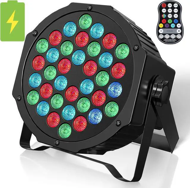 Main image of Rechargeable Par Lights 36W RGB Battery Powered, Wireless LED Par Lights DJ Uplights Sound Activated& Remote Control for Wedding Events Club Party Church Stage Lighting, 1 Pack