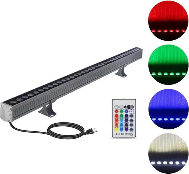 Main image of Wall Washer Light with RF Remote Controller, 144W 40'' Linear RGBW 5000K Daylight LED Flood Light, IP65 Weatherproof Color Changing LED Spot Light for Indoor Outdoor Lighting Projects