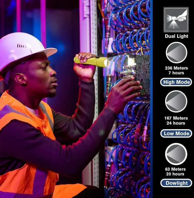 Alt view image 3 of 7 - Razor FSL Dual Light Magnetic LED Flashlight  14,000 Candela, 10-Hour Runtime, USA-Made, Includes 3AA Batteries for Convenience