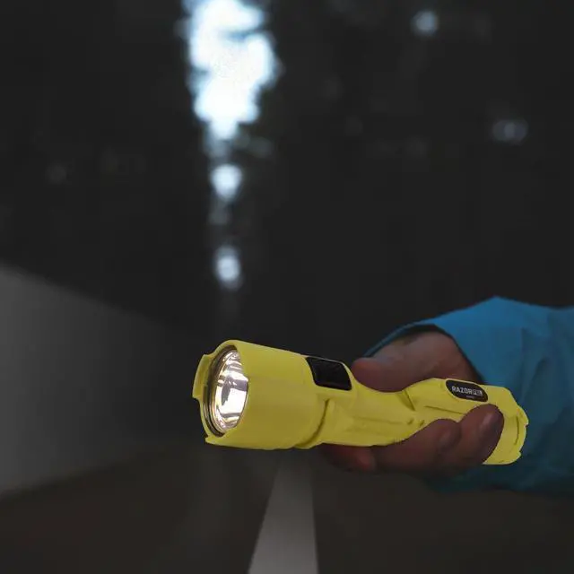 Alt view image 7 of 7 - Razor FSL Dual Light Magnetic LED Flashlight  14,000 Candela, 10-Hour Runtime, USA-Made, Includes 3AA Batteries for Convenience