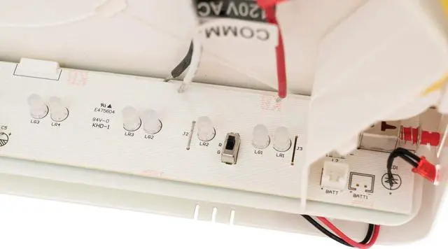 Alt view image 7 of 7 - Basics LED Exit Sign/Emergency Light Combo, Red/Green Switchable Exit Sign and Emergency Lights for Business, 2-Head Fixture, Round Lamp Heads, White (ECRG RD M6)