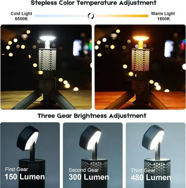 Alt view image 3 of 7 - Telescopic Camping Lights,Portable Camping Lantern with Storage Bag,10500mAh Rechargeable Outdoor Adventure Emergency Light,Waterproof LED Work Lights with Magnetic (Gray)