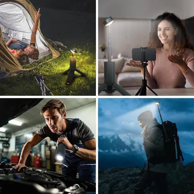 Alt view image 4 of 7 - Telescopic Camping Lights,Portable Camping Lantern with Storage Bag,10500mAh Rechargeable Outdoor Adventure Emergency Light,Waterproof LED Work Lights with Magnetic (Gray)