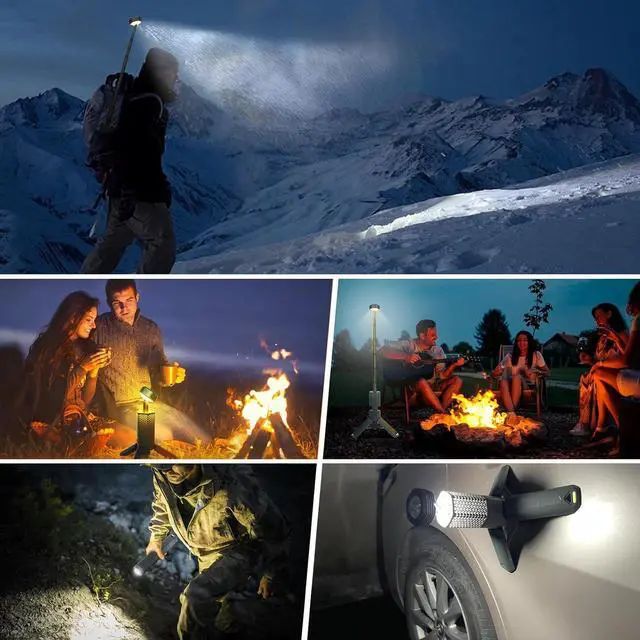 Alt view image 6 of 7 - Telescopic Camping Lights,Portable Camping Lantern with Storage Bag,10500mAh Rechargeable Outdoor Adventure Emergency Light,Waterproof LED Work Lights with Magnetic (Gray)