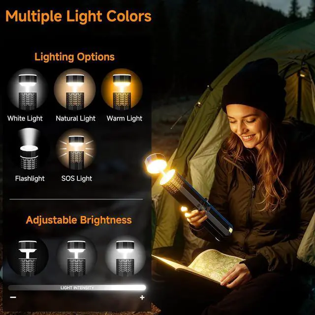 Alt view image 4 of 7 - Rechargeable 21000mAh Camping Light, Telescopic Camping Lights, Collapsible Magnetic Camping Lantern with Stand IPX6 Waterproof Flashlights, Camping Lamp for Emergency, Hiking