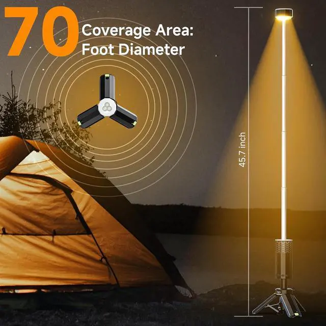 Alt view image 6 of 7 - Rechargeable 21000mAh Camping Light, Telescopic Camping Lights, Collapsible Magnetic Camping Lantern with Stand IPX6 Waterproof Flashlights, Camping Lamp for Emergency, Hiking