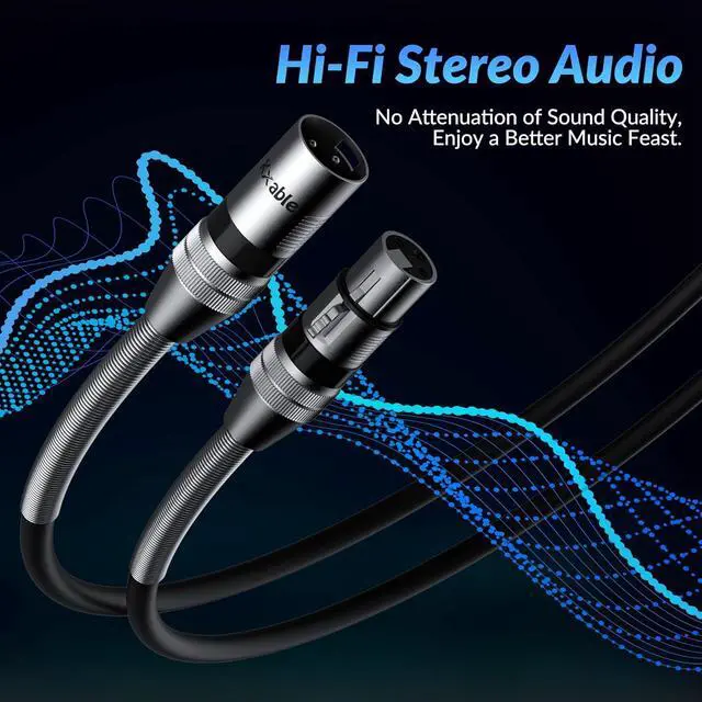 Alt view image 3 of 7 - XLR Cable 20 Feet (6 Pack), 22AWG, Zinc Alloy Shells, XLR Male to Female Heavy Duty Cable, 3 Pin Balanced Shielded Microphone Cord, Durable & Flexible Patch XLR Cable, Metal Spring SR-Black