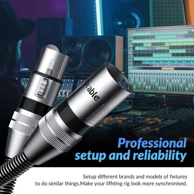 Alt view image 5 of 7 - XLR Cable 20 Feet (6 Pack), 22AWG, Zinc Alloy Shells, XLR Male to Female Heavy Duty Cable, 3 Pin Balanced Shielded Microphone Cord, Durable & Flexible Patch XLR Cable, Metal Spring SR-Black