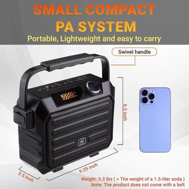 Alt view image 3 of 7 - Voice Amplifier for Teachers - Wireless Microphone Headset & Speaker 30W Bluetooth 5.0 Portable Pa System with Echo,FM,Megaphone Speaker Supports USB/TF Card/Aux for Classroom,Speaking,Singing