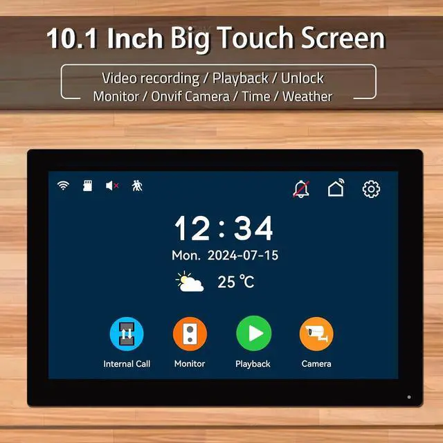 Alt view image 3 of 7 - WiFi Home Video Intercom System, 1080P Video Doorbell Camera and 10 inch Touch Screen Monitor Video Door Phone, DIY Installation (2-Wire Required), Motion Detection, Swipe Card, Monitor, Tuya APP