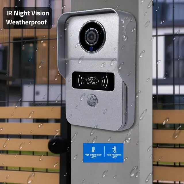 Alt view image 4 of 7 - WiFi Home Video Intercom System, 1080P Video Doorbell Camera and 10 inch Touch Screen Monitor Video Door Phone, DIY Installation (2-Wire Required), Motion Detection, Swipe Card, Monitor, Tuya APP