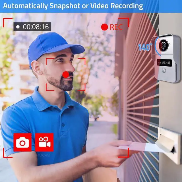 Alt view image 7 of 7 - WiFi Home Video Intercom System, 1080P Video Doorbell Camera and 10 inch Touch Screen Monitor Video Door Phone, DIY Installation (2-Wire Required), Motion Detection, Swipe Card, Monitor, Tuya APP