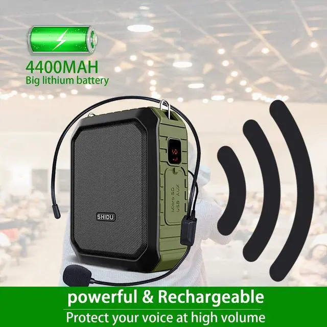 Alt view image 3 of 7 - Portable Voice Amplifier,  Personal Voice Amplifier 18W with Wired Microphone Headset Waterproof Bluetooth Speaker Rechargeable PA System for Outdoors,Teachers,Shower,Beach,Tour Guide