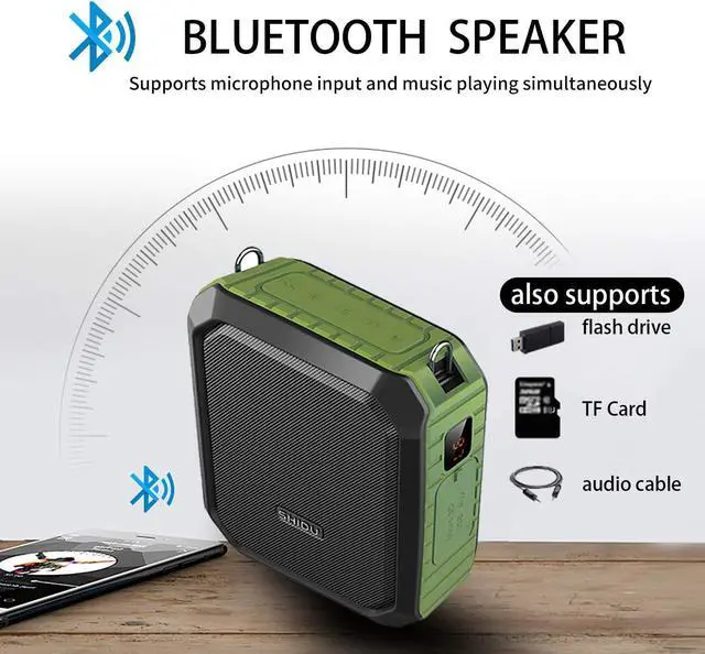Alt view image 4 of 7 - Portable Voice Amplifier,  Personal Voice Amplifier 18W with Wired Microphone Headset Waterproof Bluetooth Speaker Rechargeable PA System for Outdoors,Teachers,Shower,Beach,Tour Guide