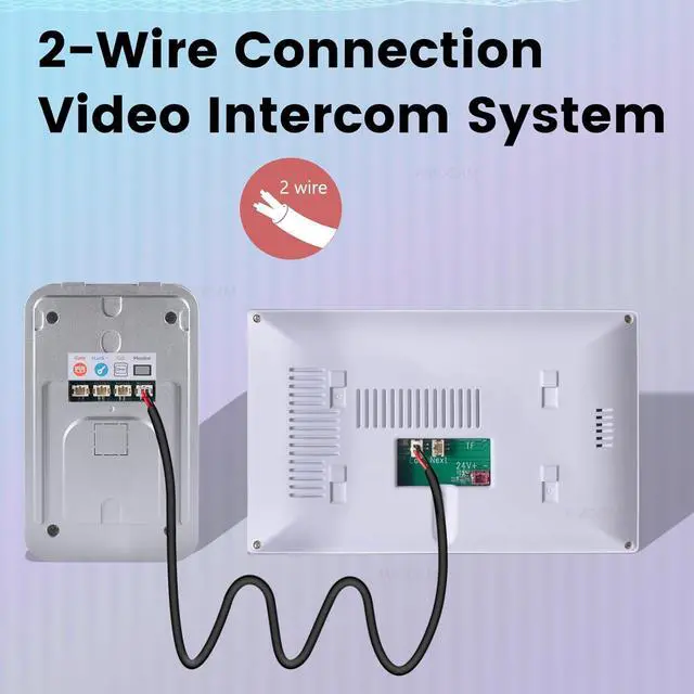 Alt view image 3 of 7 - 2-Wire Video Intercom System, 7 Inch 1080P Touchscreen WiFi Video Doorbell Door Phone System, No Monthly Fees, Snapshot, Monitoring Tuya App Card Unlock for Home Apartment (Monitor with WiFi)