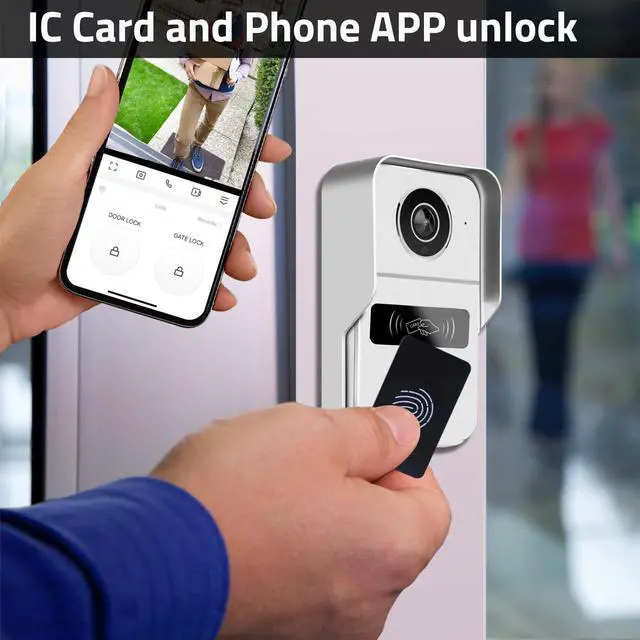 Alt view image 5 of 7 - 2-Wire Video Intercom System, 7 Inch 1080P Touchscreen WiFi Video Doorbell Door Phone System, No Monthly Fees, Snapshot, Monitoring Tuya App Card Unlock for Home Apartment (Monitor with WiFi)