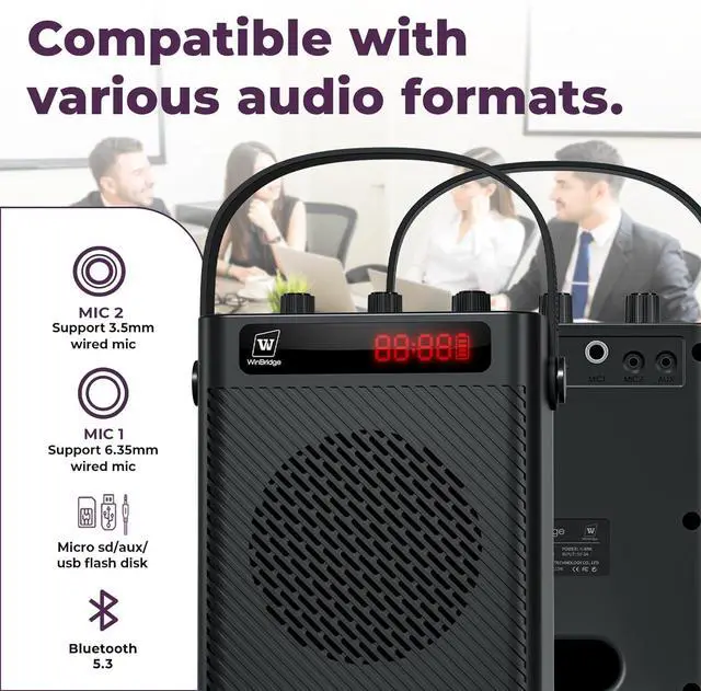Alt view image 4 of 7 - 40W Bluetooth 5.3 Voice Amplifier with Headset Mirophone & Handheld Mic, Portable Rechargeable PA System for Teachers & Events,Wireless Karaoke Speaker with 4 Sound Effects for Guitar S95