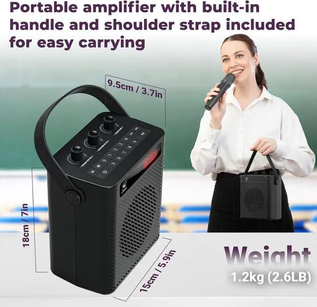 Alt view image 6 of 7 - 40W Bluetooth 5.3 Voice Amplifier with Headset Mirophone & Handheld Mic, Portable Rechargeable PA System for Teachers & Events,Wireless Karaoke Speaker with 4 Sound Effects for Guitar S95