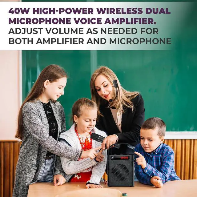 Alt view image 7 of 7 - 40W Bluetooth 5.3 Voice Amplifier with Headset Mirophone & Handheld Mic, Portable Rechargeable PA System for Teachers & Events,Wireless Karaoke Speaker with 4 Sound Effects for Guitar S95