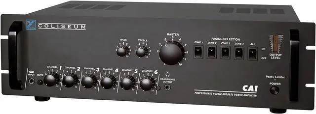 Main image of CA1 Amplifier 70 Volt 6 Channel Public Address Amp Rack Mountable Steel Chassis Black