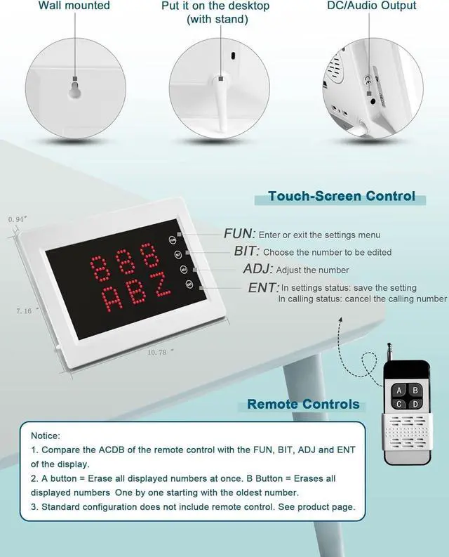 Alt view image 2 of 7 - Restaurant Pager System Wireless Calling System 1200+ Feet with 1 Singal Amplifier/1 Display Receiver/2 Watch Pagers/15 Waterproof Call Buttons for Restaurant Cafe Church Clinic Hospital