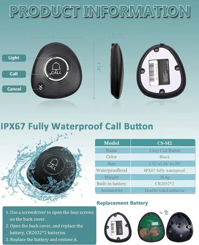 Alt view image 4 of 7 - Restaurant Pager System Wireless Calling System 1200+ Feet with 1 Singal Amplifier/1 Display Receiver/2 Watch Pagers/15 Waterproof Call Buttons for Restaurant Cafe Church Clinic Hospital