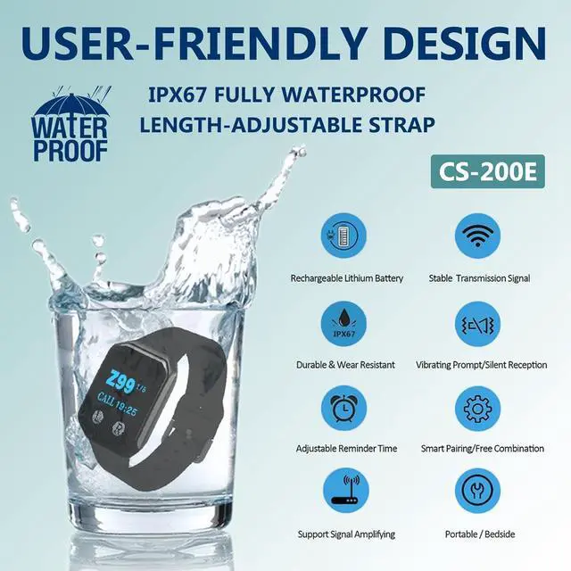 Alt view image 5 of 7 - Restaurant Pager System Wireless Calling System 1200+ Feet with 1 Singal Amplifier/1 Display Receiver/2 Watch Pagers/15 Waterproof Call Buttons for Restaurant Cafe Church Clinic Hospital
