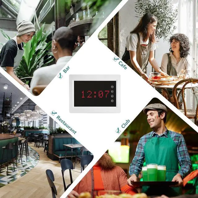 Alt view image 7 of 7 - Restaurant Pager System Wireless Calling System 1200+ Feet with 1 Singal Amplifier/1 Display Receiver/2 Watch Pagers/15 Waterproof Call Buttons for Restaurant Cafe Church Clinic Hospital