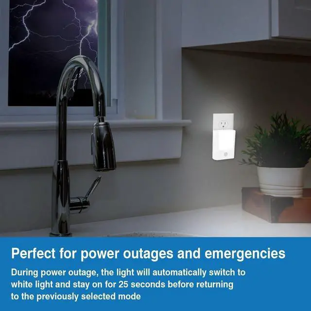 Alt view image 6 of 6 - 6-Pack 3-in-1 Emergency Night Light for Power Failure,plug into wall,LED with Motion Sensor,Auto-On During Outages,Survival kit,Hurricane preparedness,For Home, Hallways,Stairways,Bathrooms& Bedrooms