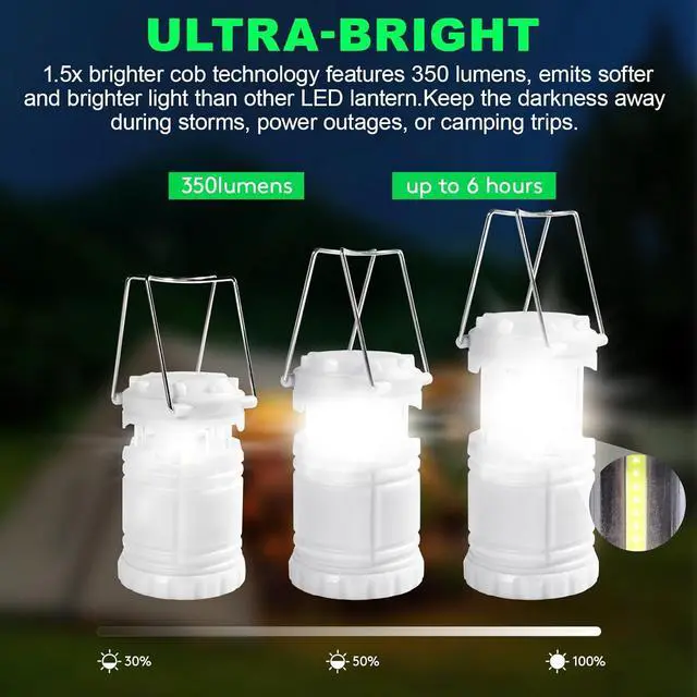 Alt view image 5 of 7 - LED 20 Pack Glow-in-The-Dark Camping Lanterns Battery Powered (Includes 60 AA Alkaline Batteries) 350 Lumens IPX4 Water Resistant Lanterns for Power Outages Emergency Hurricane Storms