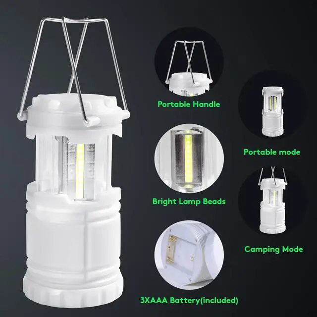 Alt view image 6 of 7 - LED 20 Pack Glow-in-The-Dark Camping Lanterns Battery Powered (Includes 60 AA Alkaline Batteries) 350 Lumens IPX4 Water Resistant Lanterns for Power Outages Emergency Hurricane Storms