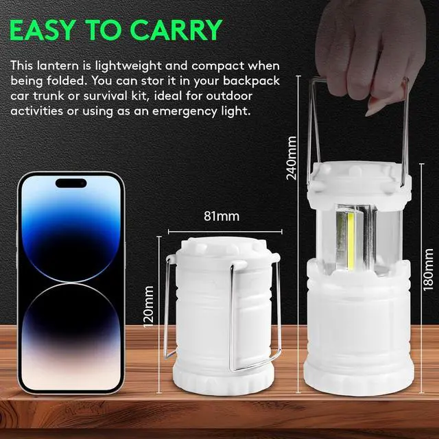 Alt view image 7 of 7 - LED 20 Pack Glow-in-The-Dark Camping Lanterns Battery Powered (Includes 60 AA Alkaline Batteries) 350 Lumens IPX4 Water Resistant Lanterns for Power Outages Emergency Hurricane Storms