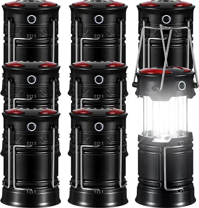 Main image of 8Pack Camping Lights and Lanterns Battery Powered Lanterns for Power Outages Lantern Flashlight Red Light and Magnet Base Collapsible Portable Waterproof Emergency Light for Hurricanes Outdoor Hiking