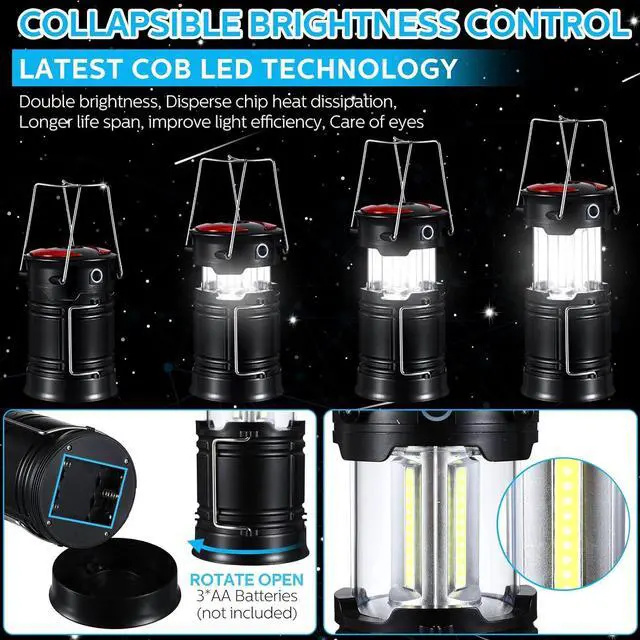 Alt view image 3 of 7 - 8Pack Camping Lights and Lanterns Battery Powered Lanterns for Power Outages Lantern Flashlight Red Light and Magnet Base Collapsible Portable Waterproof Emergency Light for Hurricanes Outdoor Hiking