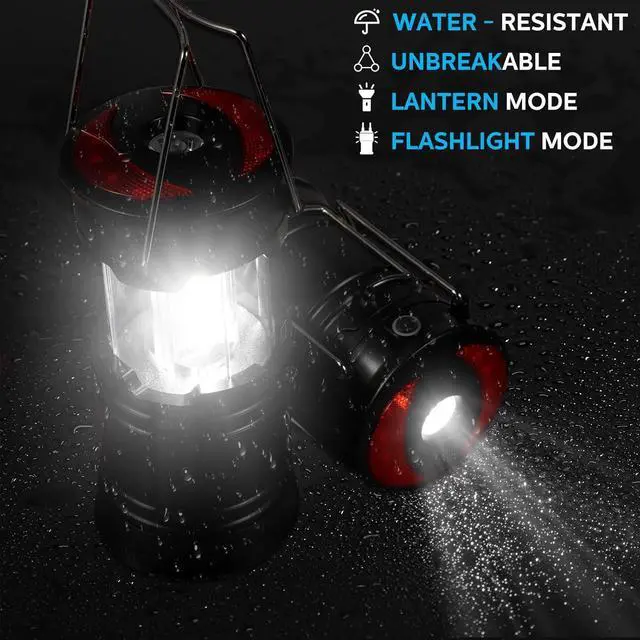 Alt view image 4 of 7 - 8Pack Camping Lights and Lanterns Battery Powered Lanterns for Power Outages Lantern Flashlight Red Light and Magnet Base Collapsible Portable Waterproof Emergency Light for Hurricanes Outdoor Hiking