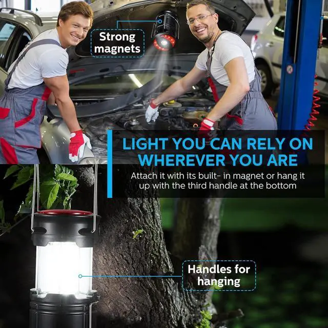 Alt view image 7 of 7 - 8Pack Camping Lights and Lanterns Battery Powered Lanterns for Power Outages Lantern Flashlight Red Light and Magnet Base Collapsible Portable Waterproof Emergency Light for Hurricanes Outdoor Hiking